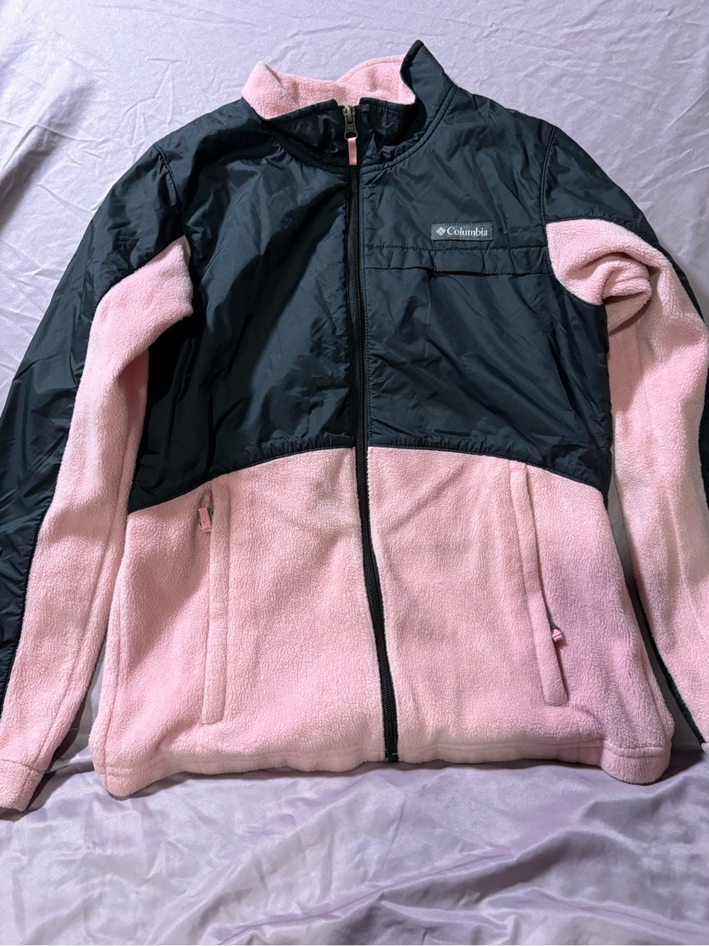 Columbia Pink and Black Kids Teddy Fleece Jacket